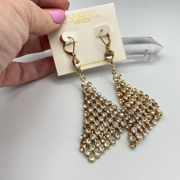 Amrita Singh Crystal Gold Drop Earring - Picture 6 of 9